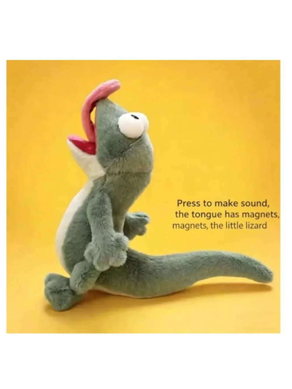 Magnetic Lizard Plush Keychain with Long Magnet Tongue, 7.87in, Funny Reptile